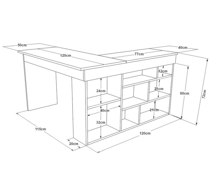 Hanah Home Mesa de estudio Ct5-Aw Pino Atlántico y Blanco